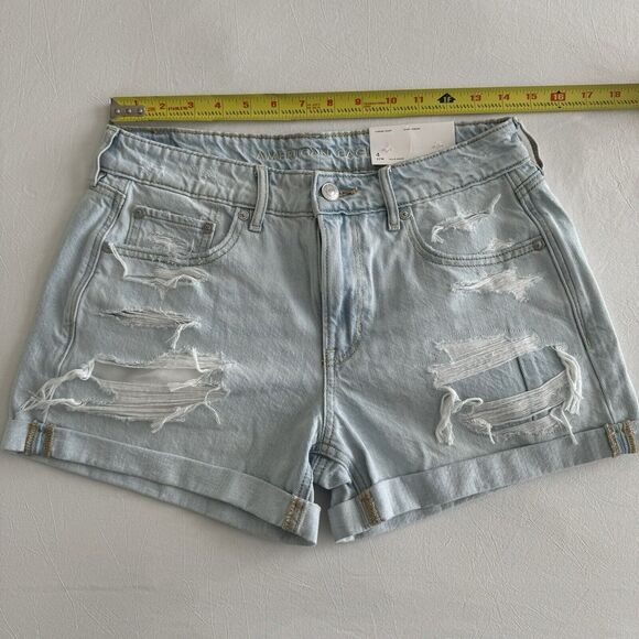 NWT American Eagle Womens Tomgirl Light Wash Denim Shorts Blue White Size 4 - Picture 4 of 8